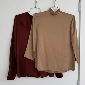 VINCE Tan and Brown Blouse (Set of 2)
